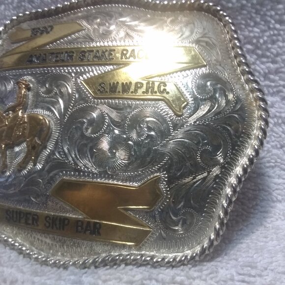 1990 Amateur Stake Race S.W.W.P.H.C Super Skip Bar Trophy Buckle Excellent  !! main image 5